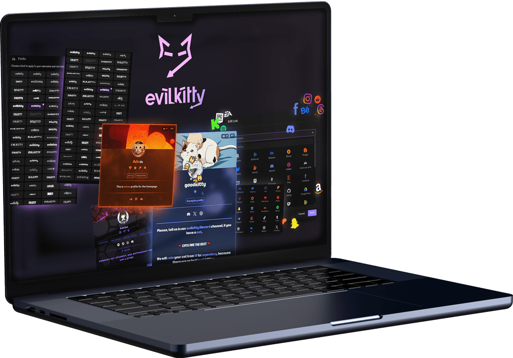 Evilkitty digital product interface on desktop
