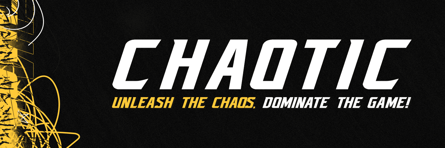 Chaotic Twitter banner with demon logo and dynamic visual effects