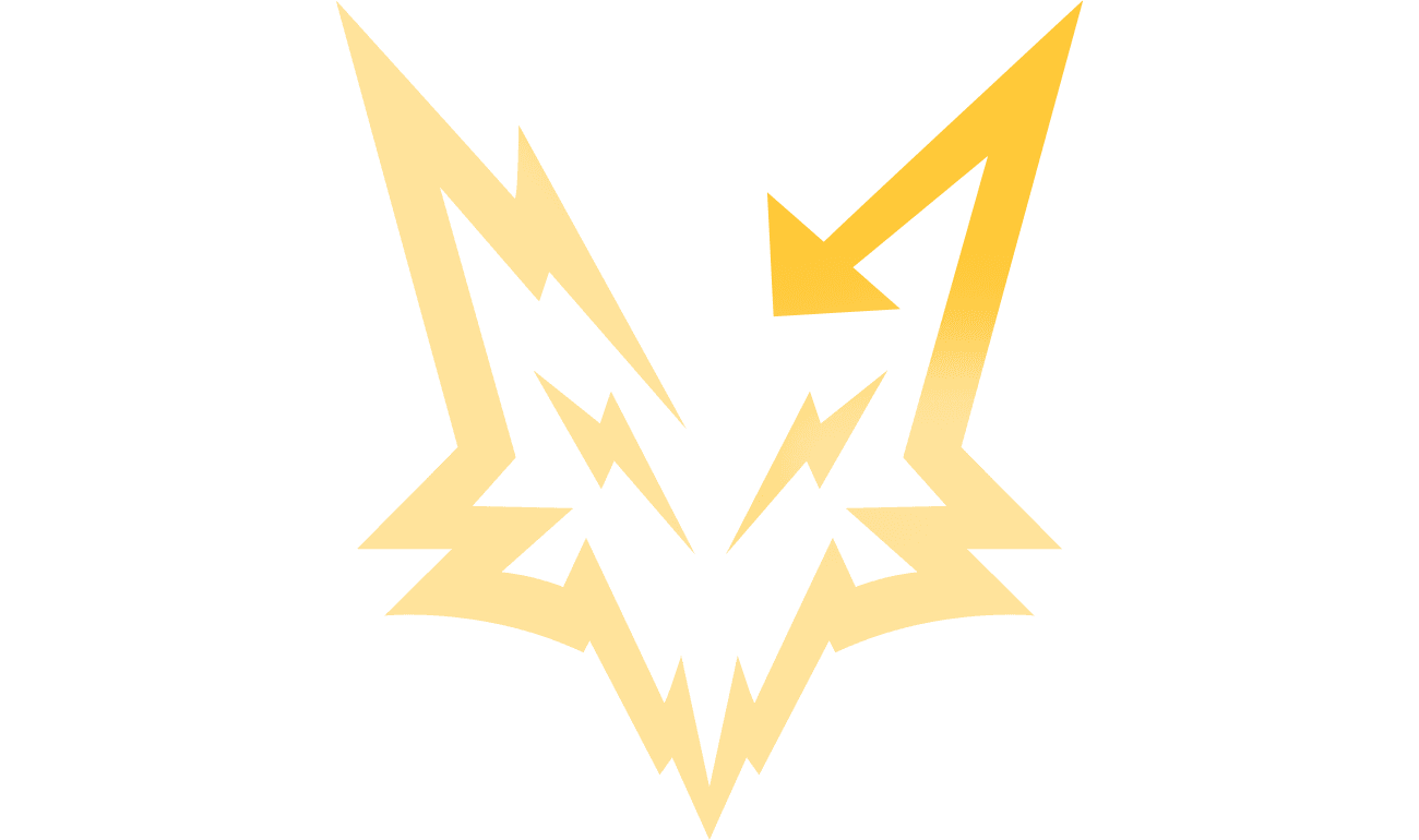 Chaotic demon logo design with face and tail elements